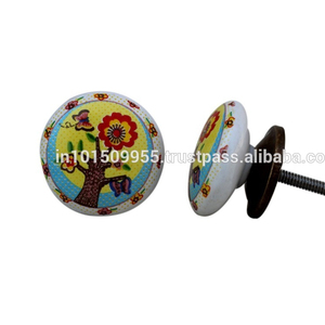 Ceramic <b>Single</b> Hole Knobs Multicolor Shabby Chic Pulls Morning Flat Farmhouse Cabinets <b>Drawer</b> <b>With</b> Backplate 3.81 cm CK-962 - Product Image 2