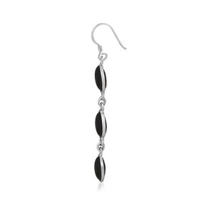 Genuine <b>Black</b> Onyx Gemstone Oval Shape Bezel Setting 925 Sterling Silver Drop Dangle Earrings Handmade <b>Jewellery</b> Manufacturer - Product Image 3