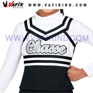 Venta al por mayor de moda impresa algodón poliéster nailon para Lycra rayón camiseta sin mangas corta Spandex uniformes de porristas para niñas adultos - Product Image 3