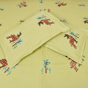 Sábana de algodón verde claro de ciervo hecha a mano, Sábana de decoración de dormitorio para niños indios - Product Image 2