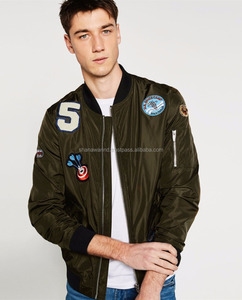 Chaqueta Bomber de Satén de Nailon para Hombre, Personalizada, de Alta Calidad, Verde, Cortavientos, Impermeable, con Cuello Alto y Bordado - Product Image 3