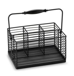 Chariot de stockage de couverts en métal enduit de poudre noire avec la forme écologique de rectangle de conception - Product Image 1