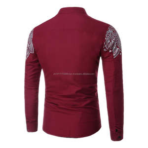 เสื้อยืดแขนยาวเข้ารูปผู้ชาย,เสื้อทางการคอปกพับลงเสื้อเบลาส์เสื้อเชิ้ตสไตล์บรัสเซลส์สปอร์ต - Product Image 5