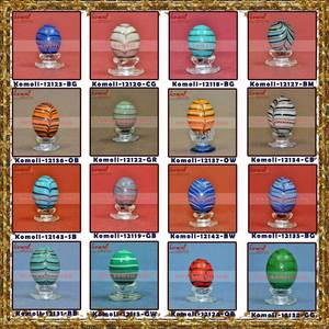 Black polka dots hand blown glass marbles Easter decoration eggs - Product Image 5