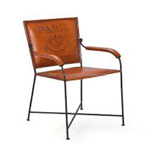 Chaise de café en cuir et fer au Design dernier cri - Product Image 1