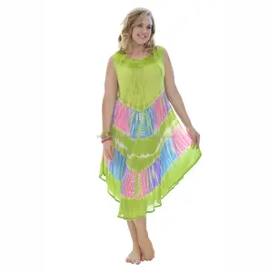 De verano a Casual ropa para mujeres ropa rayón Tie Dye vestido paraguas - Product Image 1