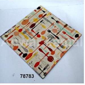 Posavasos de madera pintado a mano, diseño de cubiertos decorativo para taza de té, taza de café - Product Image 1