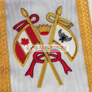 Ensemble de tablier et de collier maçonniques du Rite Écossais du 33e degré, broderie au point de croix sur tissu et ruban pour les francs-maçons - Product Image 4