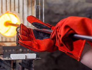 Gants de soudage en cuir de vache fendu, cousu à la main, de 16 pouces de long, gants de travail - Product Image 6