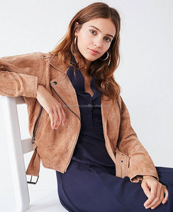Recién llegado, chaqueta de motorista de piel de cordero auténtica de Color mostaza hecha a medida para mujer, bordado de Rayas de estilo de manga larga - Product Image 1