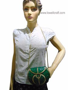 Multi hecho a mano metal mosaico piedra monedero embrague sling Bags - Product Image 6