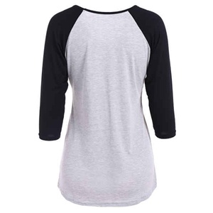 Mujeres Casual Plus Size Full Sleeve Raglan Custom Brand T-Shirt 98% Cotton 2% Melange Bangladesh Wholesale - Product Image 2