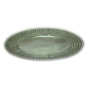 Plat de service rectangulaire en métal aluminium bordure pointillée pour la cuisine à la maison et le plateau de vaisselle de restaurant à bas prix - Product Image 2