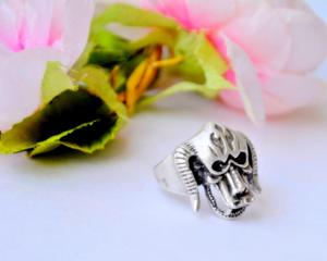 Perro muerto Cabeza de animal Cráneo salvaje Anillo de miedo Boho Horror Joyería en plata Anillo de moda - Product Image 5