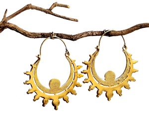 Gros indien ethnique bohème en laiton boucles d'oreilles créoles femmes soleil conception pour les mariages fêtes cadeaux fiançailles - Product Image 2