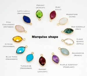 Collier avec pendentif en pierre précieuse pour la naissance, plaqué or, 9x12mm, médaillon découpé, Design personnalisé - Product Image 2