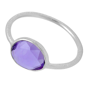 Anillo de piedras preciosas de amatista, anillo de Plata de Ley 925 con ajuste de bisel Chapado en plata, anillo de moda para regalo de boda, aniversario - Product Image 2
