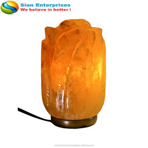 Sian โคมไฟเกลือหิมาลายันเป็นมิตรกับสิ่งแวดล้อม, โคมไฟแกะสลักรูปดอกกุหลาบฮวงจุ้ยหลอดไฟสวิตช์หรี่ไฟสำหรับตกแต่งรถยนต์บ้าน - Product Image 2