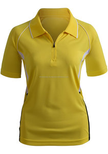 เสื้อโปโลแขนสั้นมีซิปสำหรับผู้หญิง,เสื้อโปโลสีเหลืองแต่งโลโก้ได้ตามต้องการ - Product Image 2
