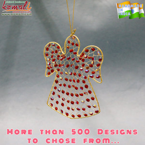 <b>Red</b> <b>Beaded</b> Metal Wire Christmas Bell Ornament Custom Handmade Holiday Hanging Decoration for Tree, Home Decor, Festive Gifting - Product Image 2