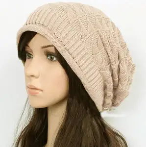 Gorro de Invierno para mujer, gorro de esquí de punto de ganchillo, gorro de gran tamaño