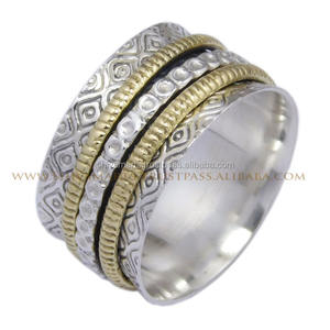 Solid 925 Sterling <b>Silver</b> Eternity Spinner <b>Ring</b> Plain <b>Silver</b> Jewelry with Vermeil Fashionable for <b>Men</b> and Women for Weddings - Product Image 4