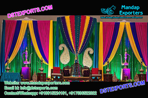 Mehandi Stage <b>Embroidered</b> Backdrop With Panels Wedding Backdrop <b>Curtains</b> Wedding Backstage Decor - Product Image 5