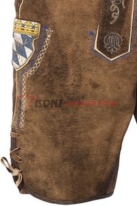 Tendances hommes bavarois Trachten Lederhosen cuir Shorts grande taille anti-rides brodé maternité vendu comme ensemble de deux - Product Image 3