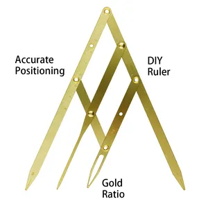 Regla de cejas de acero inoxidable, plantillas de Microblading, pinzas de tatuajes permanentes, divisor de proporción dorada, marca privada OEM