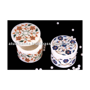 Cajas Decorativas con Incrustaciones de Mármol Blanco - Product Image 1