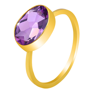 Bezel Set Oval Amethyst 925 <b>Sterling</b> <b>Silver</b> <b>Ring</b> Gold Plated <b>Silver</b> <b>Ring</b> Jewelry Fashionable <b>Ring</b> for Wedding, Engagement, Gift - Product Image 1