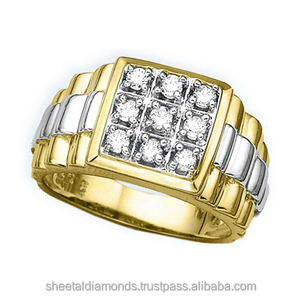 Anillo de Diamante Natural de Corte Redondo de 0.54 Quilates de Diseño Exclusivo con Banda de Oro Amarillo de 14 Quilates - Product Image 1