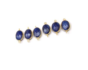 Saphir bleu pierre précieuse plaqué or forme ovale simple caution à facettes meilleur cadeau pour son connecteur de lunette fait main - Product Image 1