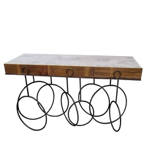 Table basse en fer et bois au design moderne pour bureau à domicile pour meubles de salon - Product Image 1