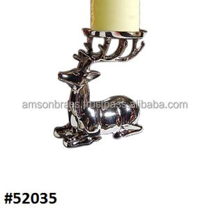Home Decor Reindeer <b>Pillar</b> <b>Candle</b> Holder Nickel Plated Decorative <b>Candle</b> Holder - Product Image 1