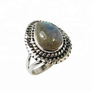 Wholesale Indian Handmade 925 Sterling <b>Silver</b> Vermeil <b>Eternity</b> <b>Rings</b> with Labradorite Gemstone for Wedding Occasions - Product Image 1