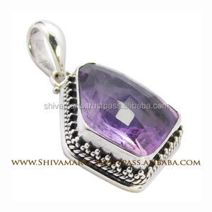 Amazing Natural Amethyst Loose Gemstone Silver Overlay Bezel Pendant Fine Jewelry Pendentifs & Charms - Product Image 2