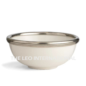 Bordure supérieure brillant poli blanc couleur bol aluminium métal ustensiles de cuisine Table à manger accessoires bol - Product Image 1