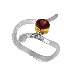 Handmade .925 Sterling Silver Faceted <b>Garnet</b> Gemstone <b>Ring</b> Solid Bezel Setting Classic Style Rose Gold Plated Party Casa De - Product Image 2
