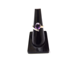 Bague en pierre précieuse à facettes ovale et améthyste naturelle, pierre précieuse réglable, en argent Sterling 925, Art et artisanat, 5 pièces - Product Image 6