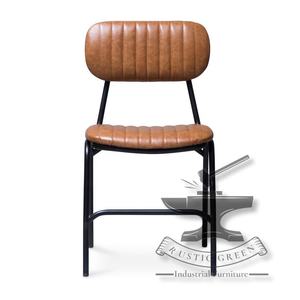 เก้าอี้รับประทานอาหารหนังเหล็กแนวอุตสาหกรรมวินเทจห้องนั่งเล่นอเนกประสงค์สำหรับโรงเรียนใช้ในโรงพยาบาลใช้ในซูเปอร์มาร์เก็ตใช้ในโรงพยาบาล - Product Image 2