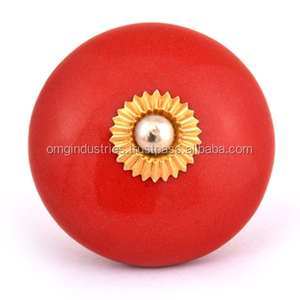 Perilla de cerámica de Omg Industries, manija de puerta de armario de cocina roja pintada a mano, perilla de cajón y tocador, aplicación de gimnasio de Hotel y dormitorio - Product Image 1