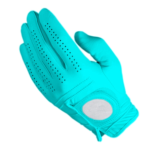 Gants de golf en cuir Cabretta de haute qualité Logo personnalisé Gants de golf de couleur bleu cyan - Product Image 1