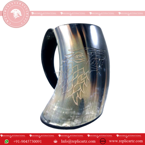 Chope à bière Viking en corne naturelle authentique, tasse à boire artisanale, chope médiévale pour cadeau de mariage, cadeau d'entreprise, fête, barware - Product Image 2