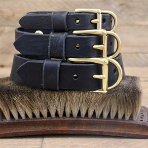 <b>Dog</b> <b>Collar</b> With Name Plate Leather Handmade <b>Dog</b> <b>Collar</b> With Solid Brass Gold Custom <b>Tags</b> WDS-0014 - Product Image 1