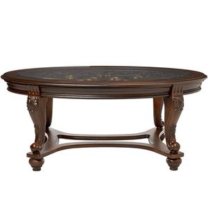 Mesa de Centro y para Cócteles con Tapa de Cristal Norcastle, Ovalada, Marrón Oscuro - Product Image 4