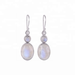 ทำด้วยมือ925ทึบเครื่องประดับเงินสเตอร์ลิงสีเงินแท้พร้อมรุ้งพลอยมูนสโตนต่างหูแบบห้อยดีไซน์แฟนซีสำหรับงานปาร์ตี้ของเธอ - Product Image 1