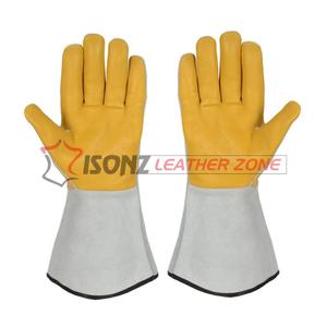 Guantes de seguridad para barbacoa y soldadura de cuero de vaca, ignífugos y antiimpacto para fogatas, parrillas, soldadura Mig Tig - Product Image 2