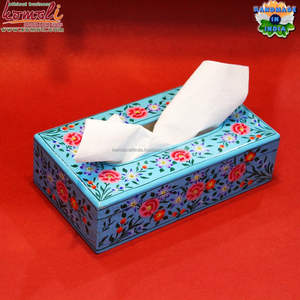 Porta Pañuelos de Madera Pintado a Mano, Diseño Rectangular Azul/Decoración y Accesorios Hechos a Mano Personalizados - Product Image 3