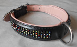 Collier de chien en cuir décoratif de couleur personnalisée populaire avec strass, cuir véritable de qualité supérieure, rembourré super doux - Product Image 2